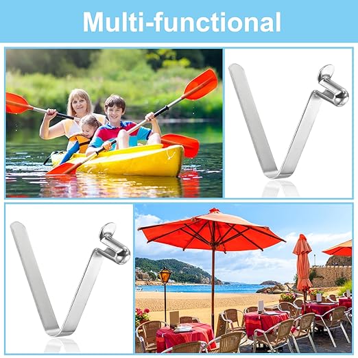PATIKIL 8.5x5.5mm Kayak Paddle Snaps, 10 Pack Tent Pole Clips Steel V Shaped Single Pin Push Button Spring Clips Lock Tube Pole Clips for Camping Awning