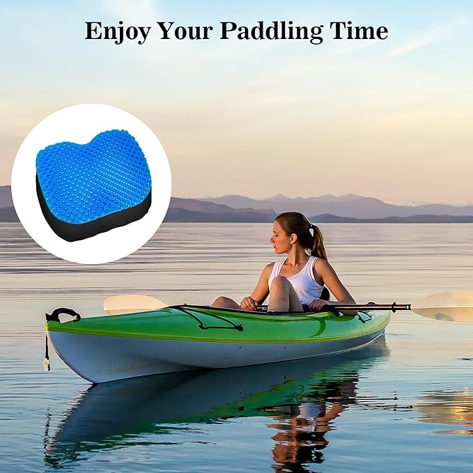 Kayak Seat Cushion, Anti Slip Gel Seat Cushion for Long Sitting on Boat, Canoe, Sup, Chair