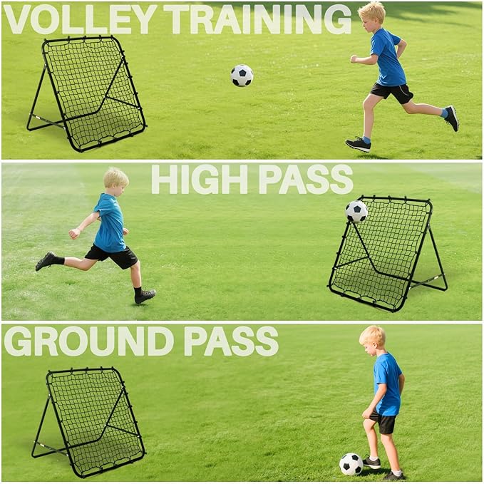 Soccer Rebounder Net - Portable Bounce Back Trainer for Soccer, Baseball, Softball & Lacrosse | Adjustable Practice Target Pitchback Net for Backyard Training Equipment Gift for Kids & Adults