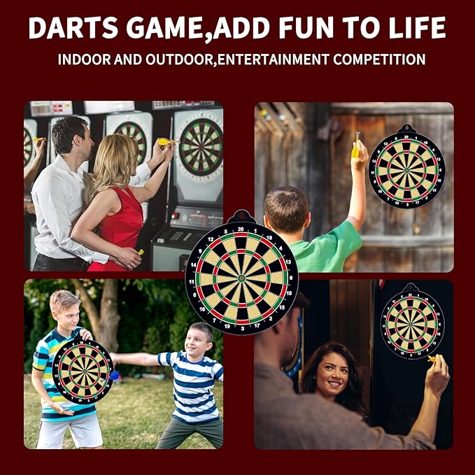 Magnetic Dart Board for Kids and Adult.16in 2 in 1 Double-Sided Large Size with 12 Magnetic Dart+12Sticky Balls,Safe Dart Game Set for 3-12 Year Old,Fun Family Game Friends Gifts