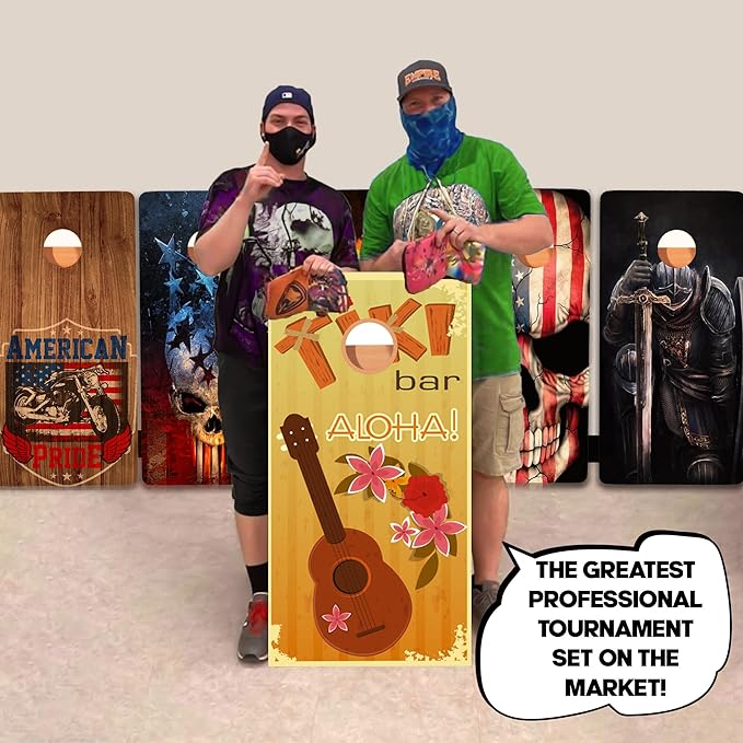 CornholeGamesUSA Pro Cornhole Boards Set | Made in USA | 3/4 Baltic Birch | No Bounce | Triple Thick Legs | Two Brace & Handles, Tournament 2x4 Regulation Set with Score Tower & Cornhole Bags