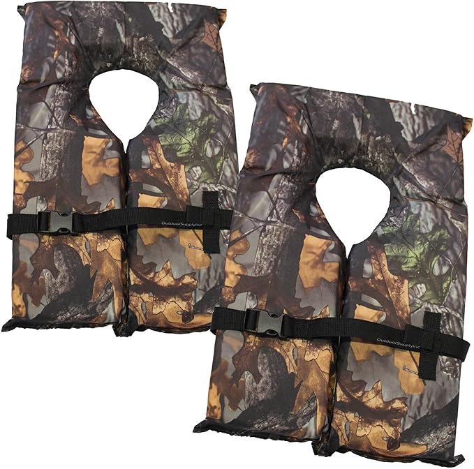 2 Pack Coast Guard Approved Life Jackets. High Visibility Color Type II Keyhole Life Vest in Classic May West Style. Compliance Flotation Device