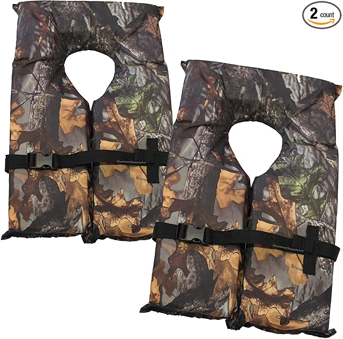 2 Pack Coast Guard Approved Life Jackets. High Visibility Color Type II Keyhole Life Vest in Classic May West Style. Compliance Flotation Device