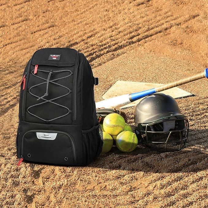 TUGUAN Baseball Bags for Adults Mens with Fence Hook, Laptop Compartment, Shoes Compartment & Glove Holder Portable Youth Boys Softball Backpack Coaches Catchers Team Equipment Gear Bags