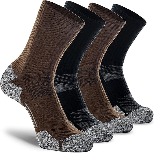 CWVLC Crew Hiking Socks, Cushion, Moisture Wicking, Arch Compression Boot Socks