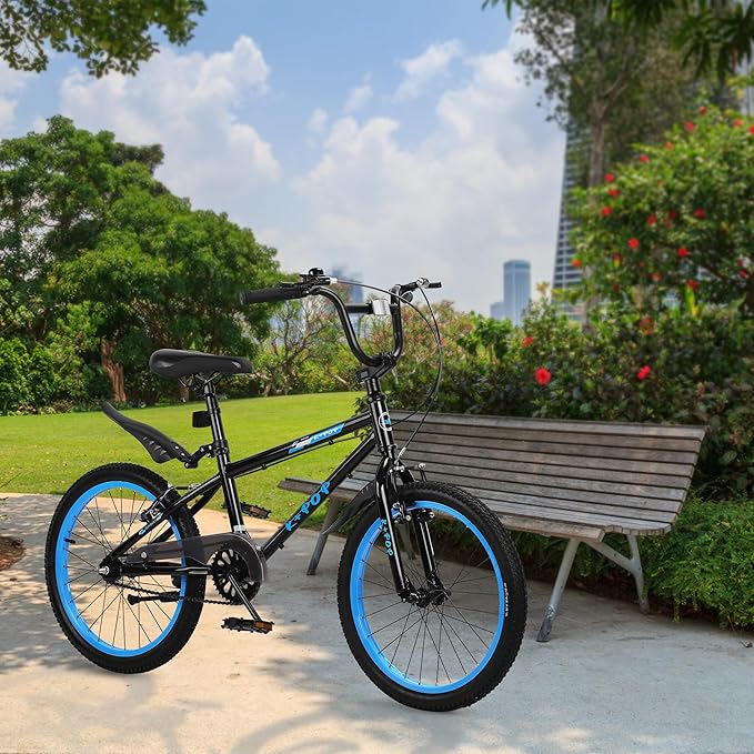 20 Inch Freestyle BMX Bike Bicycles, 20 Inch Boys Bikes Kid Bicycle for 7-12 Years Old Kid and Beginner Level Rider, Single Speed, Outdoor Cycling Bike Kids Mountain Bike, Multiple Colors