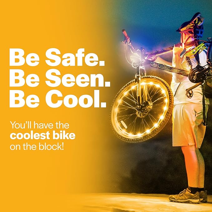 Brightz WheelBrightz LED Bike Wheel Lights - 2025 Edition with Superior Straps & LED-Weatherproof Shield! 14 Colors - Unmatched Durability, Visibility & 48+ Hours of Dazzling Illumination