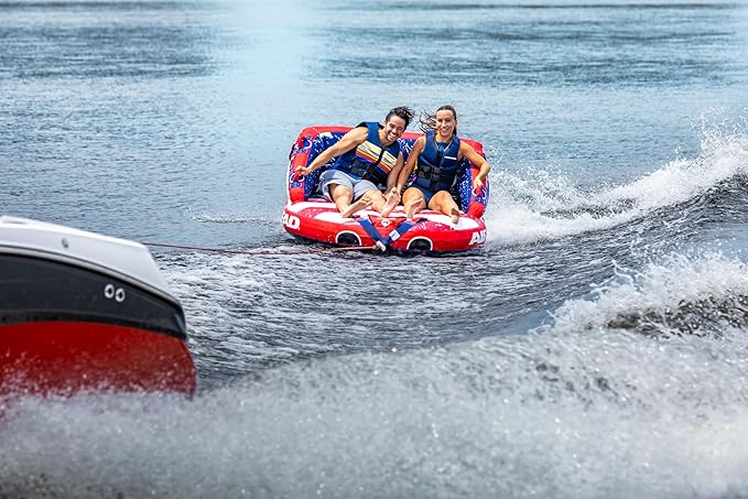 Airhead Mable Inflatable Towable Tube, 1-4 Rider Models, Dual Tow Points, Full Nylon Cover, EVA Foam Pads, Patented Speed Valve, Boat Tubes and Towables