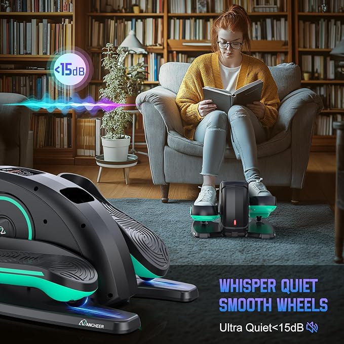 ANCHEER Under Desk Elliptical Machine, Electric Seated Pedal Exerciser, Mini Elliptical Machines for Seniors, LCD Display Monitor, Remote Control, Leg Exerciser for Home