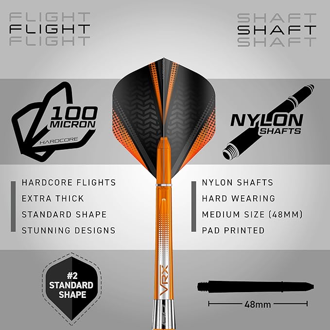 RED DRAGON Amberjack Series Darts Set with Flights and Shafts (Stems)