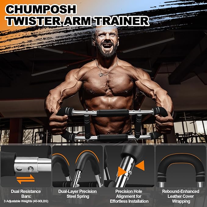 Twister Arm Trainer, 20-60lbs Adjustable Resistance Arm Trainer for Men&Women, Chest Workout Equipment Exercise Equipment for Home, Build Chest Clip Muscle Arm Strength Portable Workout Equipment