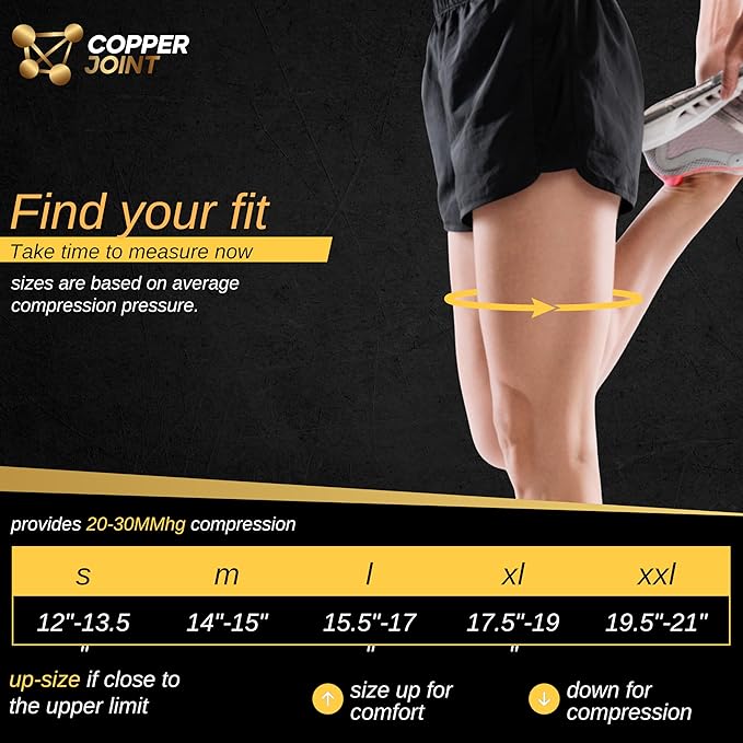 CopperJoint Pull On Knee Brace Women & Men Workout - Copper Infused Knee Sleeves for Men, Elastic Compression Knees Support Braces for Fitness, Volleyball, Basketball, Running, Sports