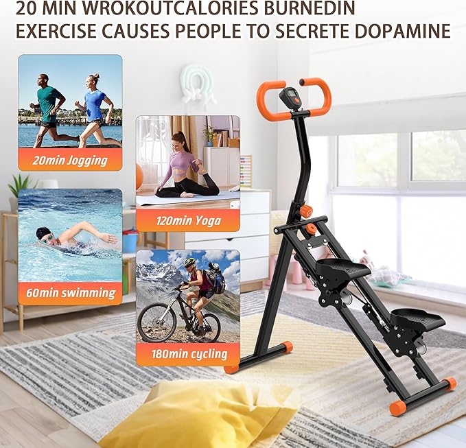 Stair Stepper for Home, Folding Vertical Climber Workout Machine for Full-Body Exercise Stair Stepper with Stable Frame Adjustable Handlebar & Pedals