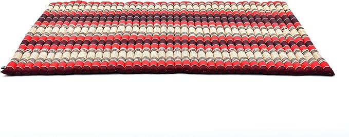 Leewadee - Foldable Floor Mattress - Japanese Roll Up Futon -Trifold Tatami Mat- Guest Floor Bed - Camping Mattress - Thai Massage Mat, Kapok Filled, 75 x 57 inches, Red