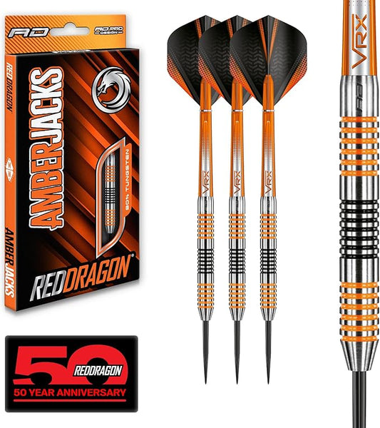 RED DRAGON Amberjack Series Darts Set with Flights and Shafts (Stems)