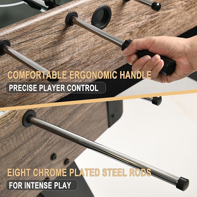 RAYKEE Foosball Table, 54" Soccer Games Table Competition Sized Wooden Table Soccer w/ 2 Balls for Adult Kids Youth Home, Game Room, Office, Party