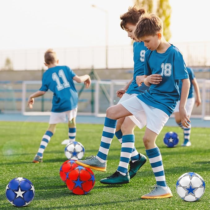 6 Pack Operation Deflated Christmas Soccer Ball with Pump for Child,Items Bulk Deals Soccer Balls,Classic Soccer Balls with Mesh Sport Bag Pump Needle for Shoebox Gift Fillers Charity Donations