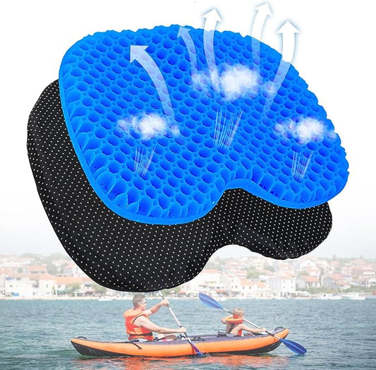 Anti Slip Kayak Gel Seat Cushion with Cover, Waterproof Seat Cushion Kayak Seat Pad for Sit in Inflatable Kayak, Canoe & Boat Fishing, Rowing, Lifetime Kayak Accessories,Office (Blue)