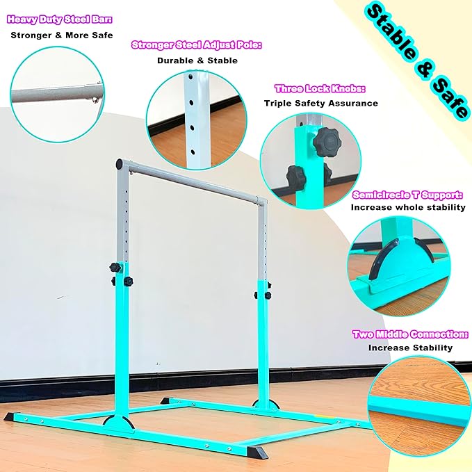 MARFULA Gymnastic Bar for Kids Gymnastic Kip Bar Horizontal Bar Gymnastic Training Equipment for Kids 3-15 Years Home and Club Use