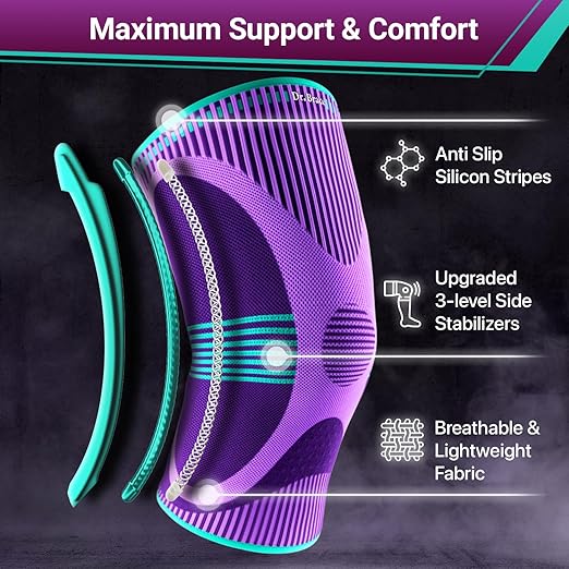 DR. BRACE ELITE Knee Brace with Size Stabilizer (2 Pack) Knee Brace for Women & Men, Workout, Sports, Daily Knee Compression Sleeve for Maximum Knee Pain Support & Fast Recovery (Galaxsis, Large)