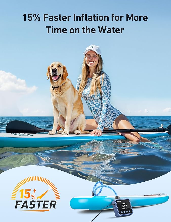 AstroAI P2 Paddle Board Pump 20PSI 12V DC Car Connector Portable,SUP Pump for Paddleboard, Air Pump with Auto-Off, Deflation Function for Paddle Board, Kayaks and Boats