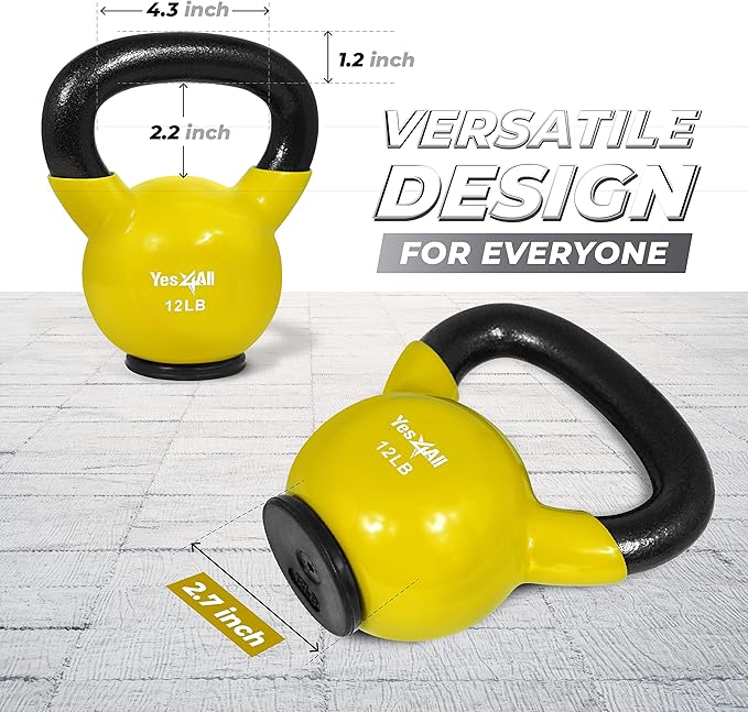 Yes4All Kettlebells Rubber Base, Kettlebell Set for Women, Strength Training Kettlebells Weights (10-65 lbs)