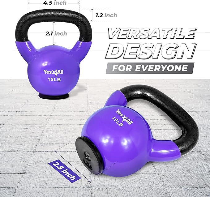 Yes4All Kettlebells Rubber Base, Kettlebell Set for Women, Strength Training Kettlebells Weights (10-65 lbs)