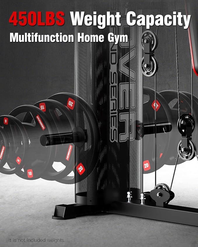 HARISON Home Gym - Full Body Workout Equipment, Exercise Equipment, Fitness Equipment, Multifunctional Home Gym Equipment for Home with Pulley System, Weight Bench, Leg Extension, Rowing Machine