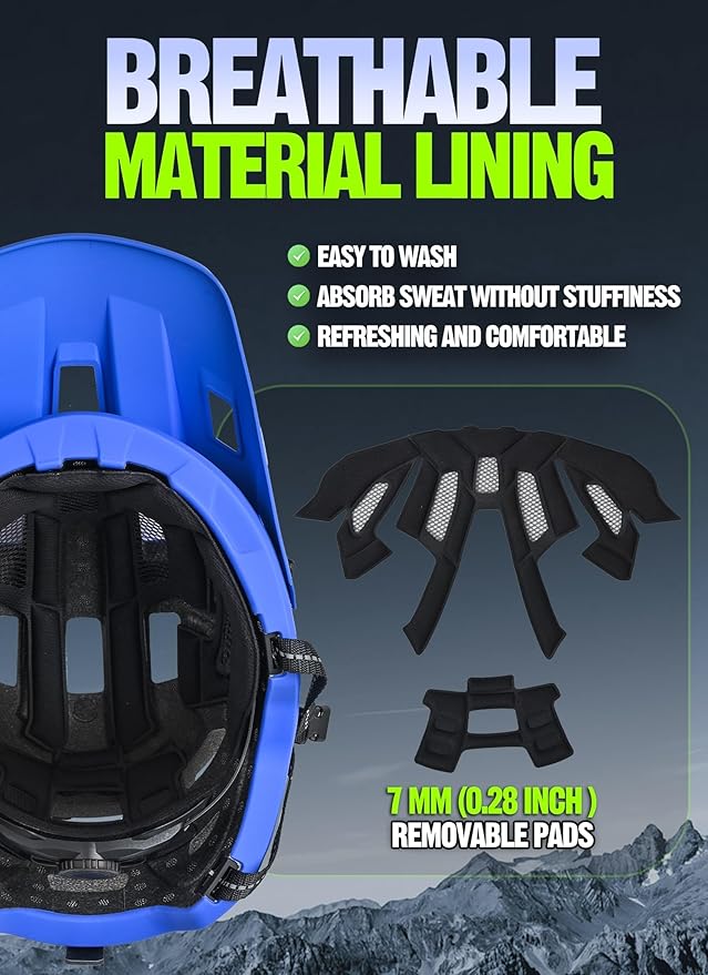 Mountain Bike Helmet for Adults & Youth Lightweight Impact-Resistant with Adjustable Dial & Removable Visor Unisex Helmet for Mountain Biking Bicycle Clcying