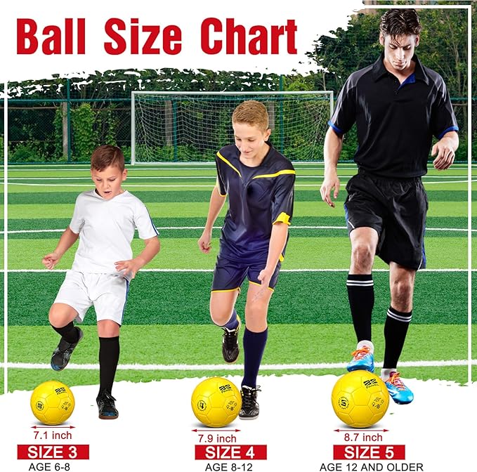 Shappy 4 Pcs Deflated Soccer Balls Bulk with Pump Mesh Bag Operation Christmas Official Size 3 4 5 Indoor Outdoor Colorful Game Sport Gift for Child Adult School