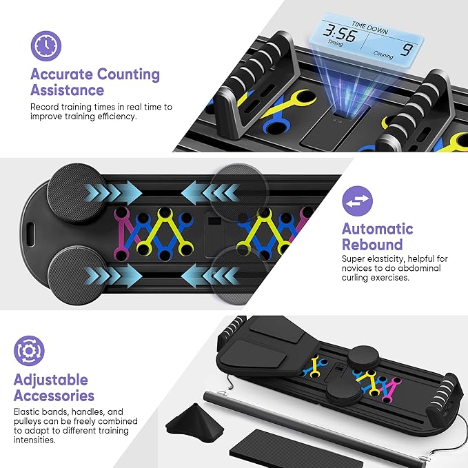 Pilates Board, Pilates Portable Reformer Machine 2025 for Home Workout, 7 in 1 Multifunctional Abdominal Board, Foldable Abs Trainer Machine, Pilates Core Workout Equipment for Women