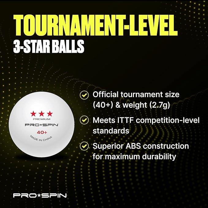 PRO SPIN 3-Star Ping Pong Balls – Professional White 40+ Table Tennis Balls | 3-Star Premium 40 Training & Competition Balls | Bulk, 10-Pack, and 3-Pack Options for Elite Players