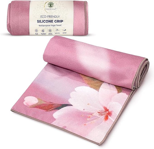 Non Slip Hot Yoga Mat Towel for Yoga | Silicone Grip with Quick Drying Super Absorbent Technology | Multi-Purpose Performance Yoga Towel Mat Measures 26.5" X 72" | Ideal for All Workouts