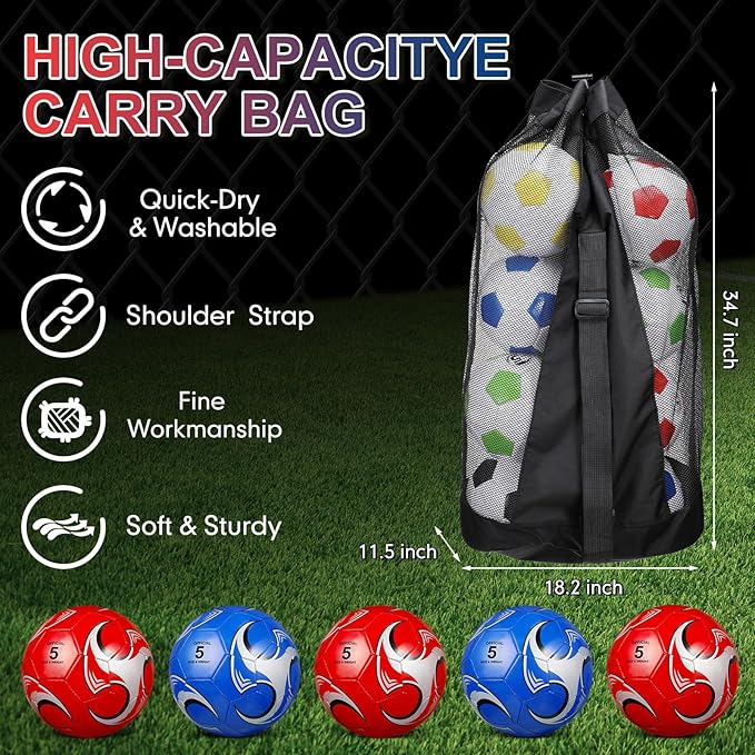 Libima 13 Pcs Soccer Ball Bulk 10 Pcs Official Soccer Ball with 2 Pump and Carry Bag Indoor Outdoor Training Game Sport Gift for Youth Adult Back to School