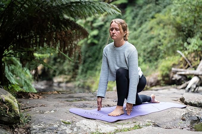 YOGATI® Non Slip Yoga Mat with Alignment Lines. Home Workout Mat for Women, Men and Kids. Thick Yoga Mats with Strap for Pilates and Fitness.