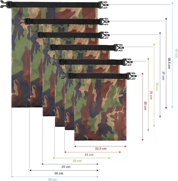 Shappy Waterproof Dry Bag Set 6 Sizes Lightweight Sacks and Long Adjustable Shoulder Strap Outdoor Water Proof Keep Gear Dry Bag Stuff Sacks for Backpacking, Boating, Hiking, Camping