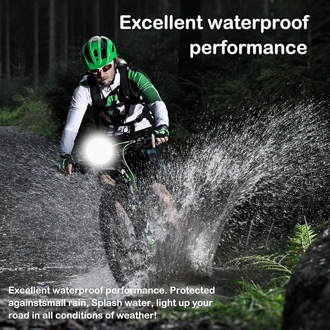 Bike Lights 6400 mAh USB C Rechargeable Bike Lights Set, Super Bright 3LED 3000LM Bicycle Light for Night Riding, Waterproof Bike Headlight and Tail Light Set Accessories for Road and MTB
