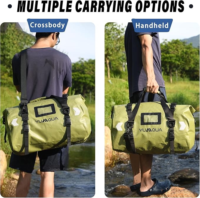 Waterproof Duffel Bag, Large Duffle Bag for Travel Heavy Duty Dry Bag with Durable Strap & Handle for Outdoor Motorcycle Boating Rafting Kayaking Paddleboarding