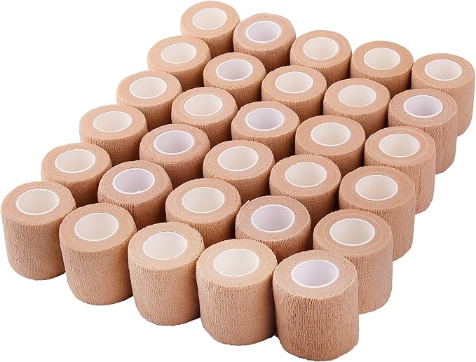 BQTQ 30 Rolls Self Adherent Wrap Stretch Bandages Self Adhesive Bandage Wrap 2 inch Self Stick Bandage Wrap Tape for Wrist Ankle Swelling Sprains (Beige)