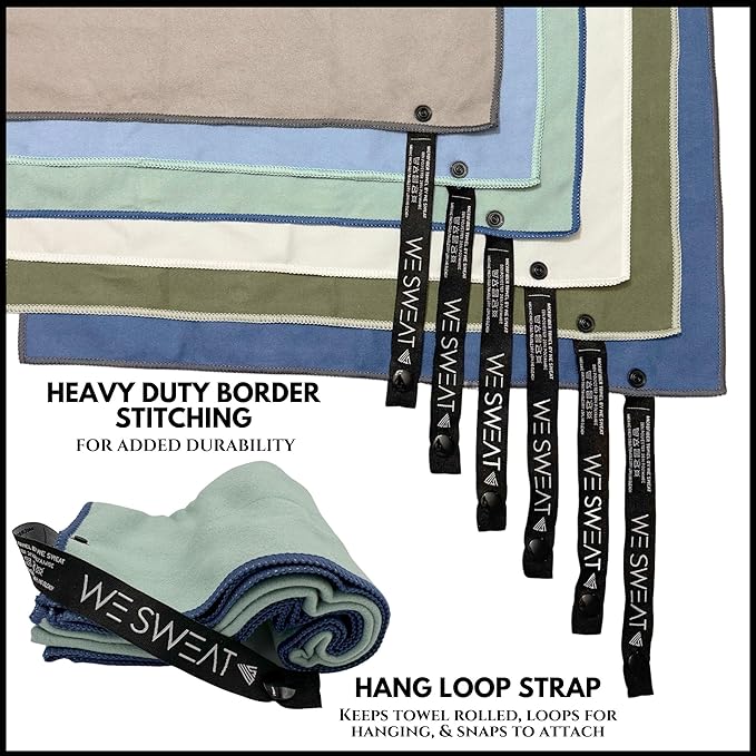 We Sweat’s (6 Pack) Microfiber Gym Towels, Silver ION Odor-Free Absorbent Fiber, Fast Drying Men & Women Workout Gear for Body Sweat, Towels, Sports Exercise Fitness Gear