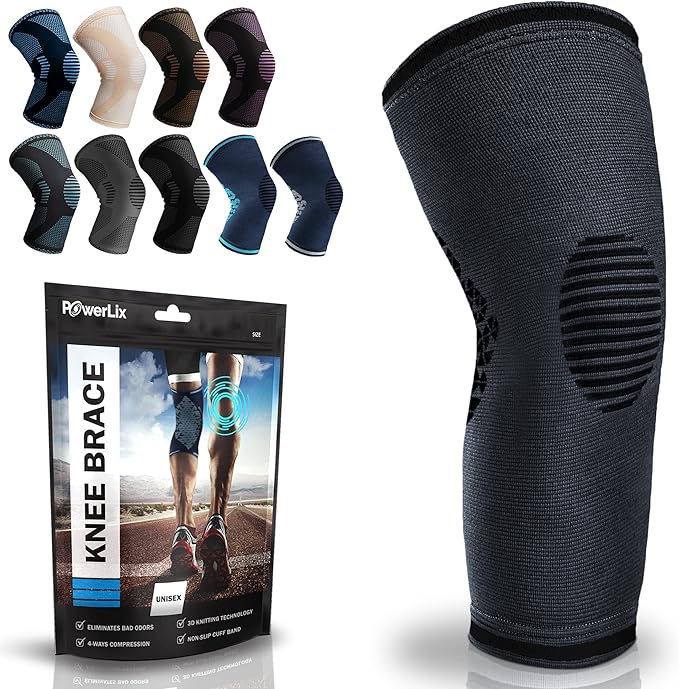 POWERLIX Compression Knee Sleeve for Women & Men, Medical Knee Brace for Arthritis & Knee Pain Relief, meniscus tear & Injury Recovery, Knee Support & Protection for Working out, Running & All Sports