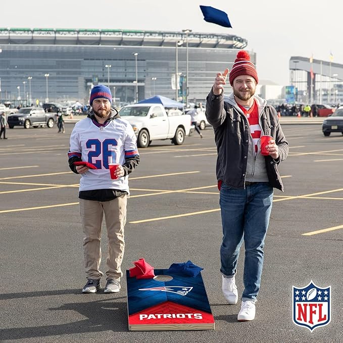 Wild Sports NFL Football 2' x 4' Regulation Size Solid Wood Cornhole Set with Direct Print HD Team Graphics Great Gift for Any Football Fan! Bean Bag Toss Family Outdoor Game