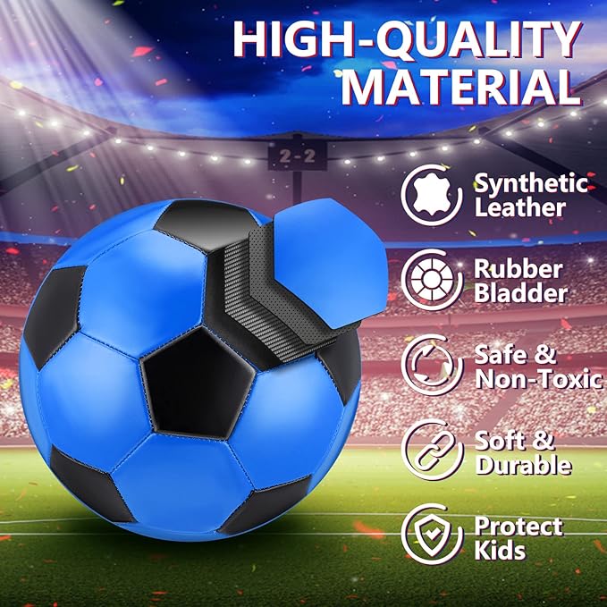 Deekin 6 Pcs Soccer Ball Bulk with Pump Size 5/4/3 Soccer Ball for Indoor Outdoor Sport Practice Competition Sport Training Accessories for Youth Adults