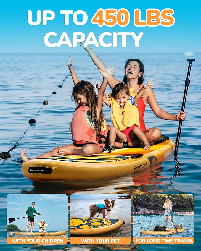 Bigfly 11'6×35" Super Wide Inflatable Stand Up Paddle Board, Ultra Stable Wide SUP for 2+1 People/Family/Big Size, 100L Backpack, All-Round Sup Board, US Big Fin