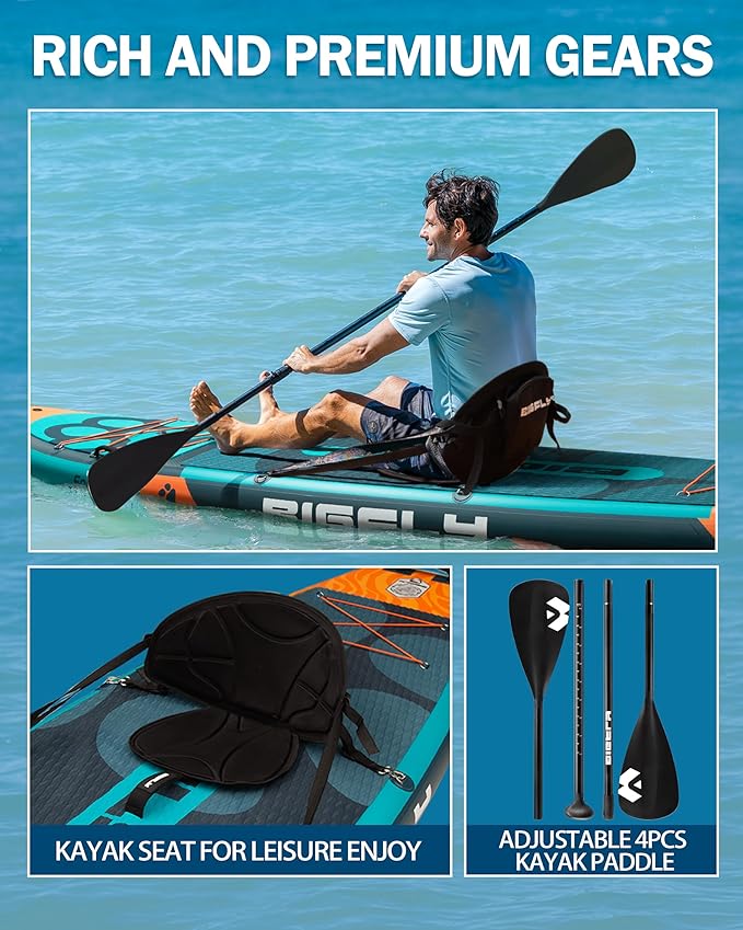 Bigfly 11'6×35" Super Wide Inflatable Stand Up Paddle Board, Ultra Stable Wide SUP for 2+1 People/Family/Big Size, 100L Backpack, All-Round Sup Board, US Big Fin