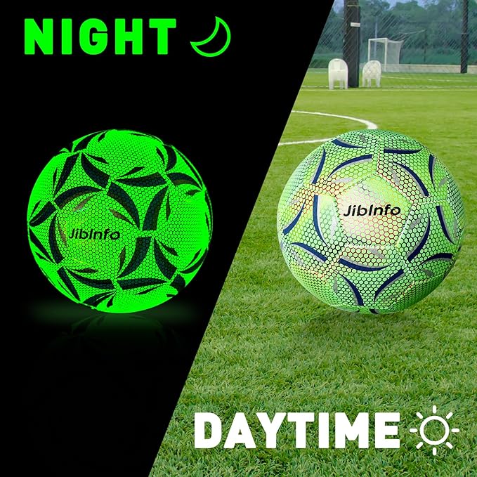 Light Up Soccer Ball Size 4, Glow in The Dark Soccer Ball Luminous Soccer Balls for Day&Night Games and Training Gifts for Men Youth and Adult Night Games