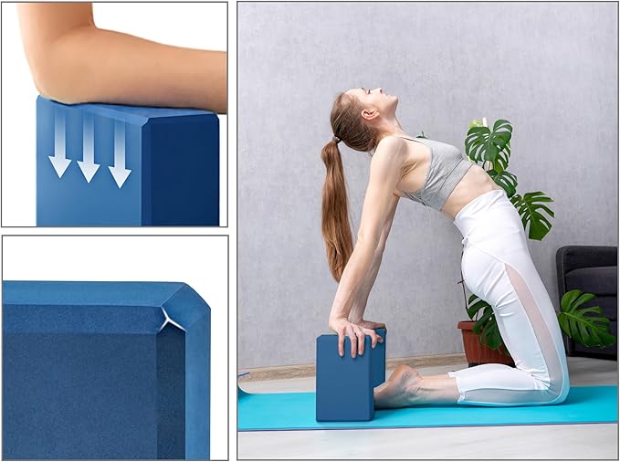EXERZ Yoga Blocks 2 pack, Gym Blocks, Exercise Workout Fitness Bricks, Pilates Stretch Handstand Non-Slip
