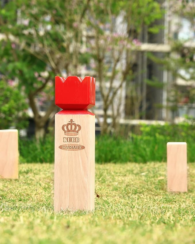 Kubb Yard Game Set Viking Chess Garden Rubber Wood Outdoor Tossing Game with Canvas Carry Bag Viking Chess Set for Kids Adults
