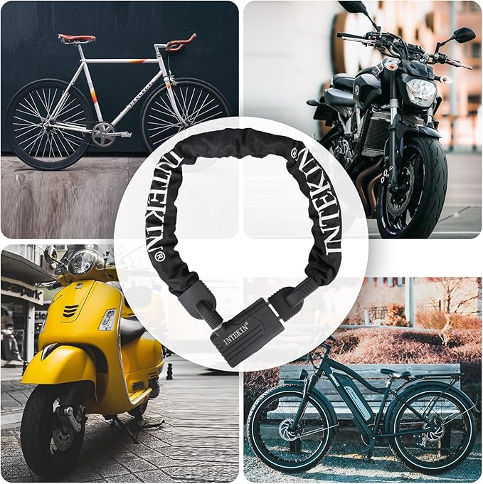 Bike Chain Lock 3FT/4FT/5FT Heavy Duty Bike Lock Anti-Theft Bicycle Chain Lock 8mm/10mm Thicker Bicycle Lock Chain Bike Lock with 3 Keys for Bike, Motorcycle