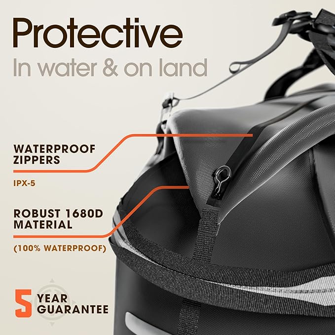 Earth Pak Waterproof Duffel Bag - Large Dry Bag, 1680D TPU, Heavy Duty, Camping & Marine Dry Bag, 8x8 Popout Pocket